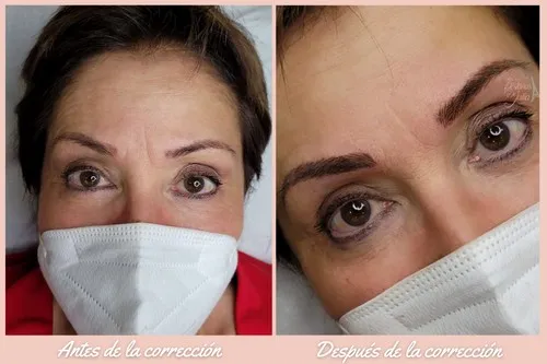 Caso real del salón: cejas antes y después de corregir un microblading realizado en otro centro