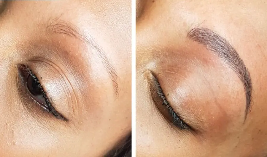 Antes y después de microblading de cejas