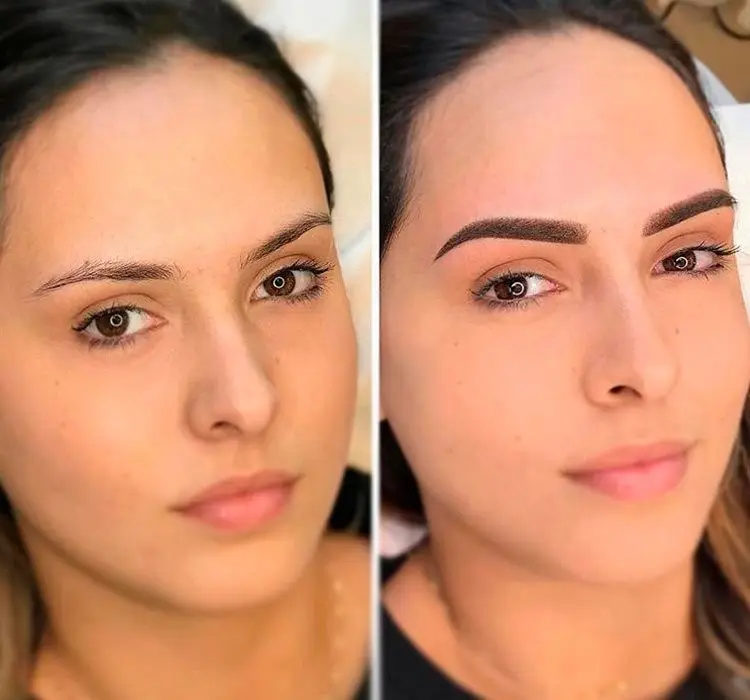 Antes y después de un microshading de cejas en Valencia